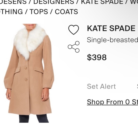 NWT KATE SPADE (FREE SHIPPING) Single Breasted Wool Coat - Picture 1 of 5